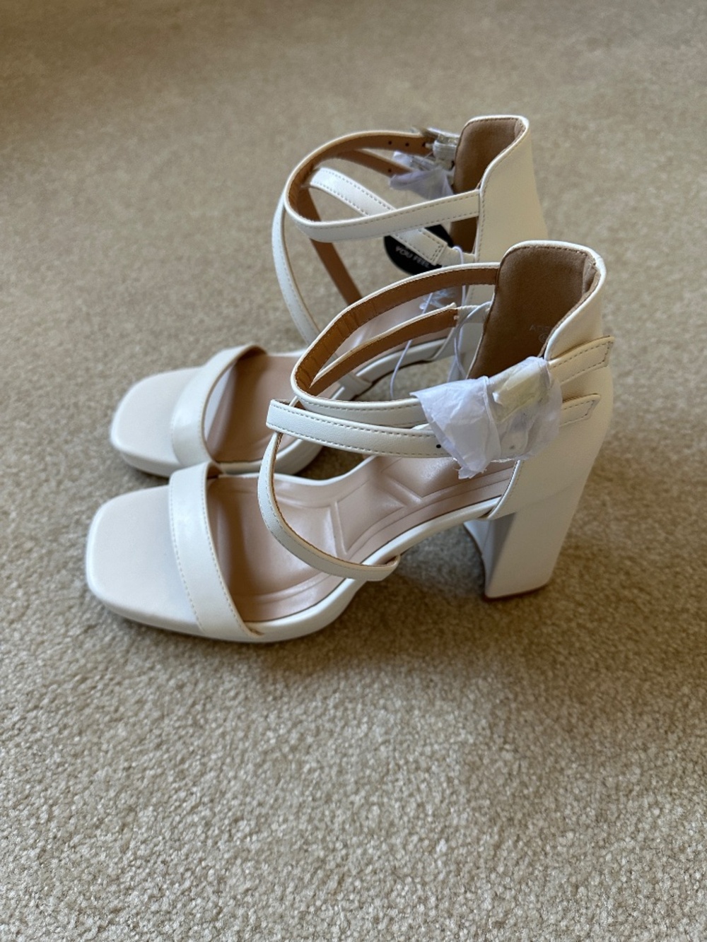 Strappy White Platform Heels - Picture 4 of 7
